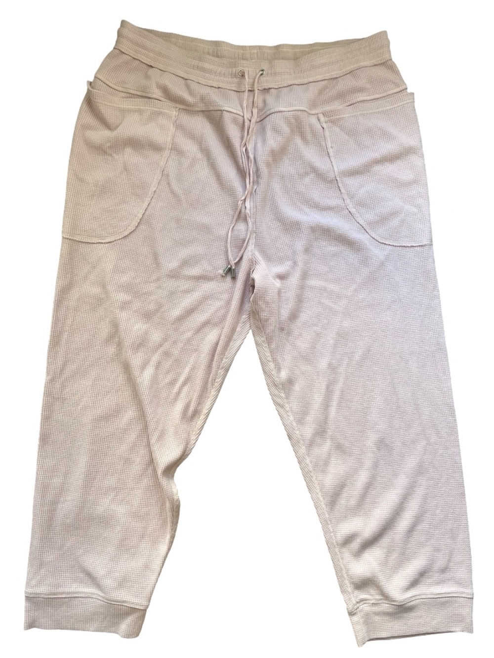 Free People Thermal Waffle Knit Baby Pink Jogger Baggy Sweatpants Large